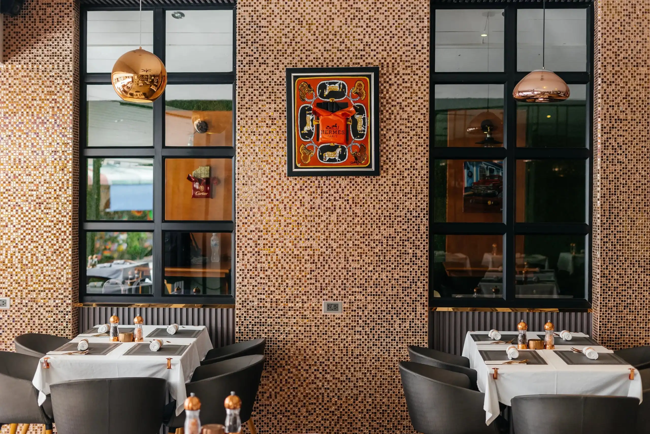 Interior of Secret Oven restaurant with rustic Italian decor and cozy dining area in Koh Samui